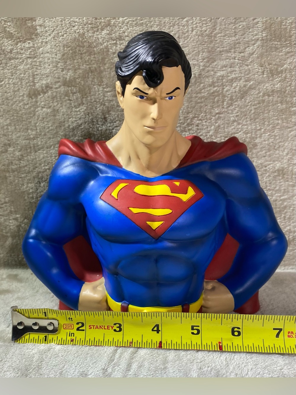 Monogram DC Comics Superman Plastic Coin Bank Bust Figure w/ Coin Slot Blue Red - Picture 11 of 12